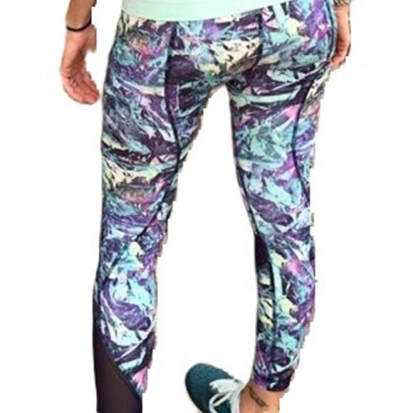 Lululemon Leggings Size 8 Inspire Multi Color Black Mesh Inseam 25" - Picture 4 of 10